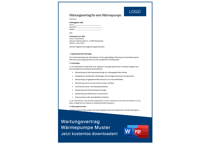 Wartungsvertrag Wärmepumpe Muster