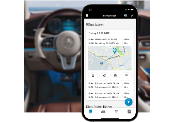 Fahrtenbuch - App von Mercedes